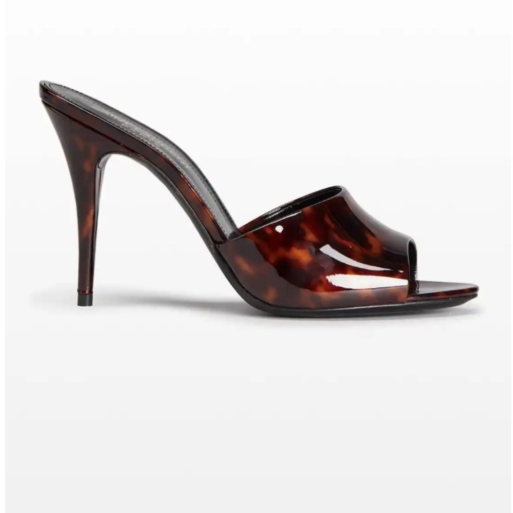 YSL La 16 Mules Patent Tortoise leather size 38.5